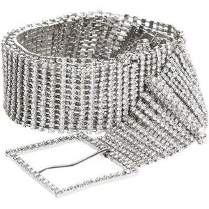 Women Crystal Rhinestone Chain Waist Belt Party Club Sparkle Waistband